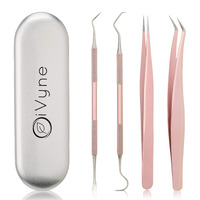 Premium Vinyl Weeding Tool Kit - Precision Stainless Steel Weeder - Hook And Pick With Fine Tweezers Crafting Set For Cricut Vinyl - By Ivyne (Rose Gold)