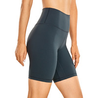 Crz Yoga Women's Naked Feeling Biker Shorts - 8 Inches High Waisted Yoga Workout Gym Running Spandex Shorts Melanite Small