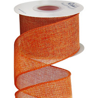 Ribbli Orange Burlap Wired Ribbon,2-12 Inch X 10 Yard,Solid Wired Edge Ribbon For Big Bow,Wreath,Tree Decoration,Outdoor Decoration