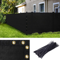 Amgo Custom Made 4\' X 36\' Black Fence Privacy Screen Windscreen With Bindings & Grommets, Heavy Duty For Commercial And Residential, 90% Blockage, Cable Zip Ties Included (We Customize)