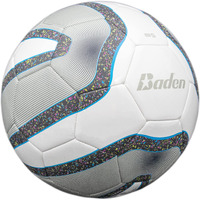 Baden Team Soccer Ball, White/Gray/Blue, Size 5