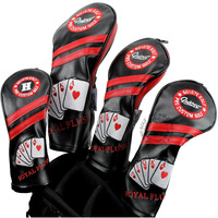 Guiote Royal Flush 1 3 5 H Golf Headcover Red Vintage Retro Poker Driver Fairway Wood Hybrid Cover