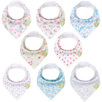 8-Pack Organic Baby Bandana Drool Bibs For Girls - Super Absorbent Baby Bibs For Baby Girls, Baby Boys, Soft Cotton Bandana Bibs, Baby Drool Bib, Teething Bibs For Infant, Toddler, Bib Girl (Flourish)