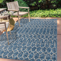 Jonathan Y Smb108B-4 Ourika Moroccan Geometric Textured Weave Indoor Outdoor Area-Rug, Bohemian, Rustic, Scandinavian Easy-Cleaning,Bedroom,Kitchen,Backyard,Patio,Non Shedding, Navylight Gray, 4 X 6
