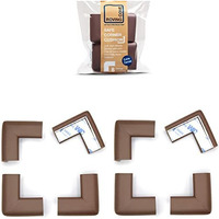 Rovingcove Slim-Fit Corner Protector For Baby Proofing (8 Small Corners), Soft Rubber Foam Furniture Corner Bumper Guards, 3M Adhesive Pre-Taped, Coffee Brown