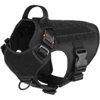 Icefang Tactical Dog Harness ,Medium Size, 2X Metal Buckle,Working Dog Molle Vest With Handle,No Pulling Front Leash Clip,Hook And Loop Panel
