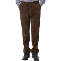 Alimens & Gentle Men\'s Corduroy Pant Straight Fit Flat-Front Casual Chino Pants Brown