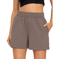 Automet Womens Sweat Shorts Casual Summer Drawstring Comfy Elastic High Waist Running Clothes With Pockets Coffee Xs