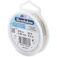 Beadalon 49 Strand Bead Stringing Wire.018 In / 0.46 Mm, Silver Color, 30 Ft / 9.2 M