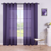 Koufall Purple Curtains 96 Inches Long For Living Room Set Of 2 Panels Grommet Window Semi Voile Drapes Dark Purple Sheer Curtains For Kids Girls Bedroom Decor Royal Purple 52X96 Inch Length