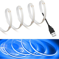 Mdee?Cob Led Strip Lights Blue 9.84Ft/3M Usb Powered 5V Flexible Led Tape Lights With Usb Connector Cri 90+ 800Lm/M 320Leds/M For Indoor And Outdoor DCor(Blue9.84Ft/3M)