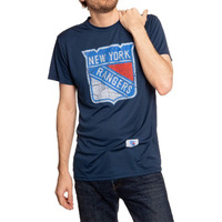 Nhl Mens Loose Fit Performance Rashguard Wicking Short Sleeve Shirt (New York Rangers, Medium)