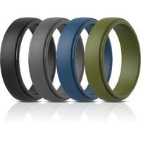 Thunderfit Silicone Rings For Men, Stepped Edge Rubber Wedding Bands - 1/4 Variety Multipack