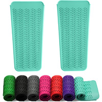 Zaxop 2 Pack Heat Resistant Silicone Mat Pouch For Flat Iron, Curling Iron,Hair Straightener,Hair Curling Wands,Hot Hair Tools (Mintgreen-Mintgreen)