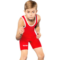 Elite Sports Kids Wrestling Youth Singlet, Standard Boys Wrestling Singlets (Red, Small)