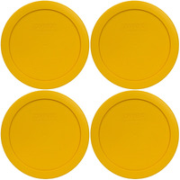 Pyrex 7201-Pc 4-Cup Butter Yellow Plastic Storage Lid, Made In Usa - 4 Pack