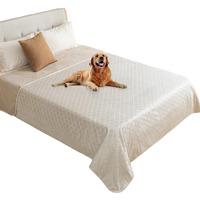 Fuguitex Waterproof Dog Blanket Bed Cover Dog Crystal Velvet Moroccan Fuzzy Cozy Plush Pet Blanket Throw Blanket For Couch Sofa(82 * 82 Inch, Cream+Beige)