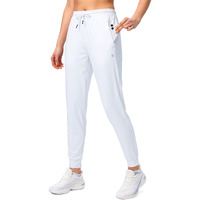 G Gradual Women's Joggers Pants With Zipper Pockets Tapered Running Sweatpants For Women Lounge, Jogging (White, Large)