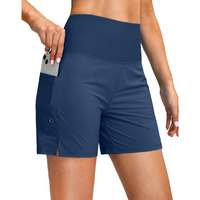 G Gradual Women's 5" High Waisted Swim Board Shorts With Phone Pockets Upf 50+ Quick Dry Beach Shorts For Women With Liner(Blue, Medium)