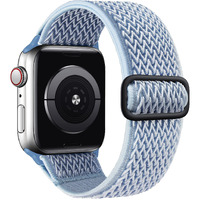 Samyerlen Stretchy Watch Band Compatible With Apple Watch Band 38Mm 40Mm 41Mm 42Mm 44Mm 45Mm 49Mm For Men Women Kids Adjustable Elastic Braided Nylon Watch Band For Series 9 8 7 6 5 4 3 2 1 Se Ultra 2 (Blue Fog)