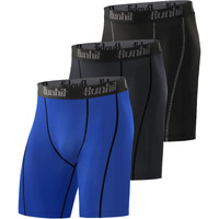 Runhit 3 Pack Compression Shorts For Men,Mens Underwear Spandex Shorts Sports Running Short Workout Athletic Base Layer