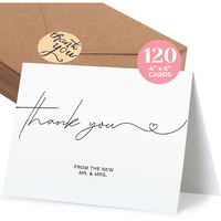 120 Blank Wedding Thank You Cards - Personalized Greetings, Gratitude Letter & Wedding Thank You Cards From The New Mr And Mrs - Wedding Thank You Notes With Kraft Envelopes & Stickers - 4X6", 120 Pack