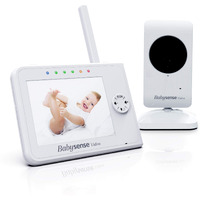 Babysense 3.5" Screen, Video Baby Monitor With Camera And Audio, 960Ft Range (Open Space), Night Light, Two-Way Audio, Zoom, Night Vision, Lullabies