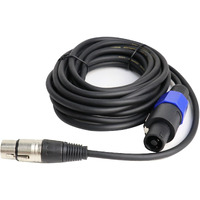 Hbu Pack Of 1 20 Feet Speakon To Xlr Cable - 1Pc 20Ft Microphone Speak-On Male Plug To 3 Pin Xlr Female Extension Wire - Pro Pa Dj Stage Mic 3 Pole Wiring With Twist Lock 20Ft.