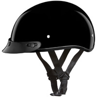 Daytona Helmets Half Skull Cap Motorcycle Helmet - Dot Approved Hi-Gloss Black] L] Wvisor]