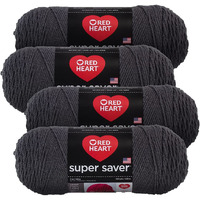 Red Heart Super Saver Yarn (4-Pack Of 7Oz Skeins) (Charcoal)