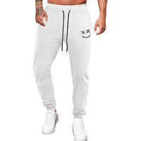 Jmierr Men\'s Sweatpants With Pockets Tapered Joggers For Men Athletic Track Pants For Workout, Jogging, Running, S, G White, Smiley Face