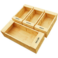 Spaceaid Bag Storage Organizer For Kitchen Drawer, Bamboo Organizer, Compatible With Gallon, Quart, Sandwich And Snack Variety Size Bag (4 Pack), 2.5\" High