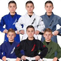 Elite Sports Kids Bjj Gi, Youth Ibjjf Childrenas Brazilian Jiujitsu Gi Kimono Wpreshrunk Fabric & Free Belt (Premium Military Green,C3)