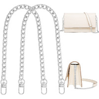 Gondiane 2Pcs Flat Purse Chain Strap Handbag Replacement Strap With Metal Buckles(15.7 Inches/40Cm, Grey Black)