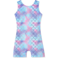 Leotards For Girls Gymnastics Dance Outfit 5 6 Toddler Kid Athletic Dance Wear Shiny Pink Blue Mermaid Biketard (Pink Blue Mermaid, 5/6 Years)