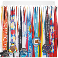 Lapetale Fashion Sports White Medal Hanger Display,White Medal Holder Display With 15 Hooks,White Medal Holder Race Medal Display Upgraded For Gymnastic Soccer Running Marathon Runners