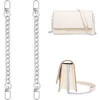 Gondiane 2Pcs Flat Purse Chain Strap Handbag Replacement Strap With Metal Buckles(7.9 Inches/20Cm, Silver)