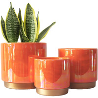 Gepege Ceramic Indoor Pots For Plants, Rainbow Pearl Glaze Planter With Drainage Hole, 6.0 Inch+5.0 Inch+4.0 Inch. Orchid Flower Pots