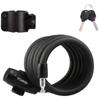 Titanker Bike Locks With Keys, Bike Lock Cable 4 Feet Coiled Secure Bike Cable Lock With Mounting Bracket, 12 Inch Diameter