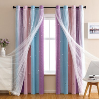 Xidi Dream Star Blackout Curtains For Kids Rooms Girl Princess Curtain For Daughter Bedroom Window (Pink Purple, W52 X L72)