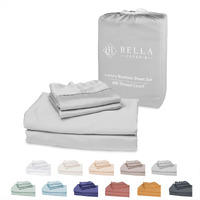 Bella Coterie Luxury Queen Bamboo Sheet Set  Organically Grown  Ultra Soft  Cooling For Hot Sleepers  18 Deep Pocket Grey Mist]