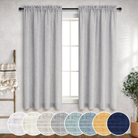 Gray Curtains 2 Panels Sets 45 Inch Length For Kitchen Door Rod Pocket Flax Linen Semi Sheer Short Fresh Decent Soft Grey Contemporary Curtain For Living Room Bathroom Apartment Front Entryway 52X45