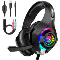 Gaming Headset For Ps4 Ps5 Switch Xbox One Pc With Rgb Light, Noise Canceling Mic, Surround Sound Gaming Headphones