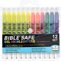 U.S. Office Supply Bible Safe Gel Highlighters, Pack Of 12 - Set With 6 Bright Neon Yellow Highlight Colors Plus 6 Colors, Orange, Pink, Purple, Green, Blue - Won'T Bleed, Fade Or Smear - Study Guide
