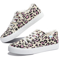 Obtaom Women\'s Play Fashion Sneaker Comfortable Canvas Shoe Pink Leopard Print Canvas Slip On Shoes(Pink Leopard Us9)