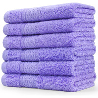 Cleanbear Wash Cloths Cotton Facecloths, Large Face Cloths 6 Ultra-Soft Washcloths For Bathroom And Guestroom, Fade-Resistant Face Towels 13 By 13 Inches (Lavender)