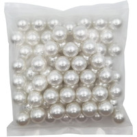 Inspirelle 20Mm White Lustrous Abs Undrilled Art Faux Pearls For Vase Fillers, 70Pcs Big Size No Hole Makeup Beads Imitation Round Pearl Beads For Table Scatter Home Wedding Decoration