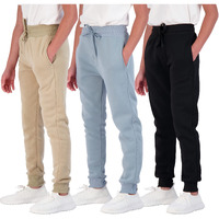 3 Pack: Boys Girls Youth Teen Active Athletic Basic Soft Tech Sports Fleece Jogger Soccer Track Gym Running Slim Fit Tapered Sweatpants Casual French Terry Quick Dry Fit Pockets-Set 11,S(8)