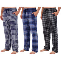 3 Pack: Mens Big & Tall King Size Pajama Pants Cotton Super Soft Pajamas Men Flannel Bottoms Fleece Buffalo Plaid Pj Lounge Pants Sleepwear Pijamas Para Hombres Woven Button Fly - Set 6, 3X Tall