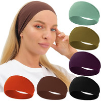 Ritoper Women\'s Extra Soft Wide Thick Yoga Headbands, Non Slip Sweat Bands, 6 Pack Solid Hair Bands, Black, Tennis, Yoga, Running